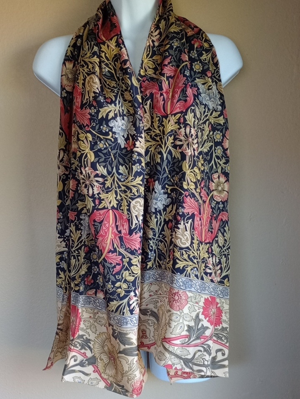 The Met, Floral Link Line Victorian Style Silk Scarf